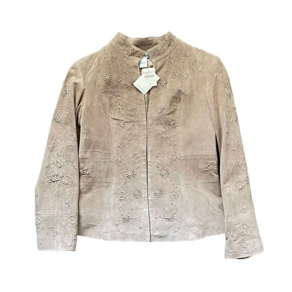 NWT Coldwater Creek Suede Jacket with Lacing Detail Tan Size Small - Picture 1 of 9